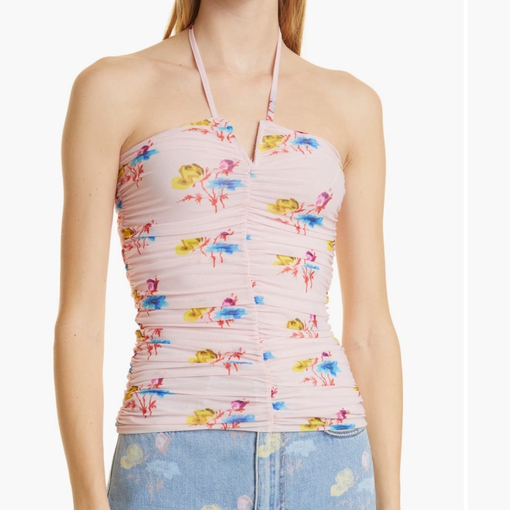 💕 GANNI - Print Halter Neck Mesh Top 💕